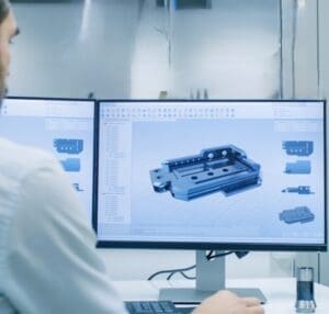 Smetec Services: technician creating 3D CAD Designs and Models from sketches